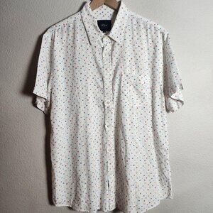 Rails Shirt Mens Large White Carson Daisy Chain Floral Linen Blend Short Sleeve